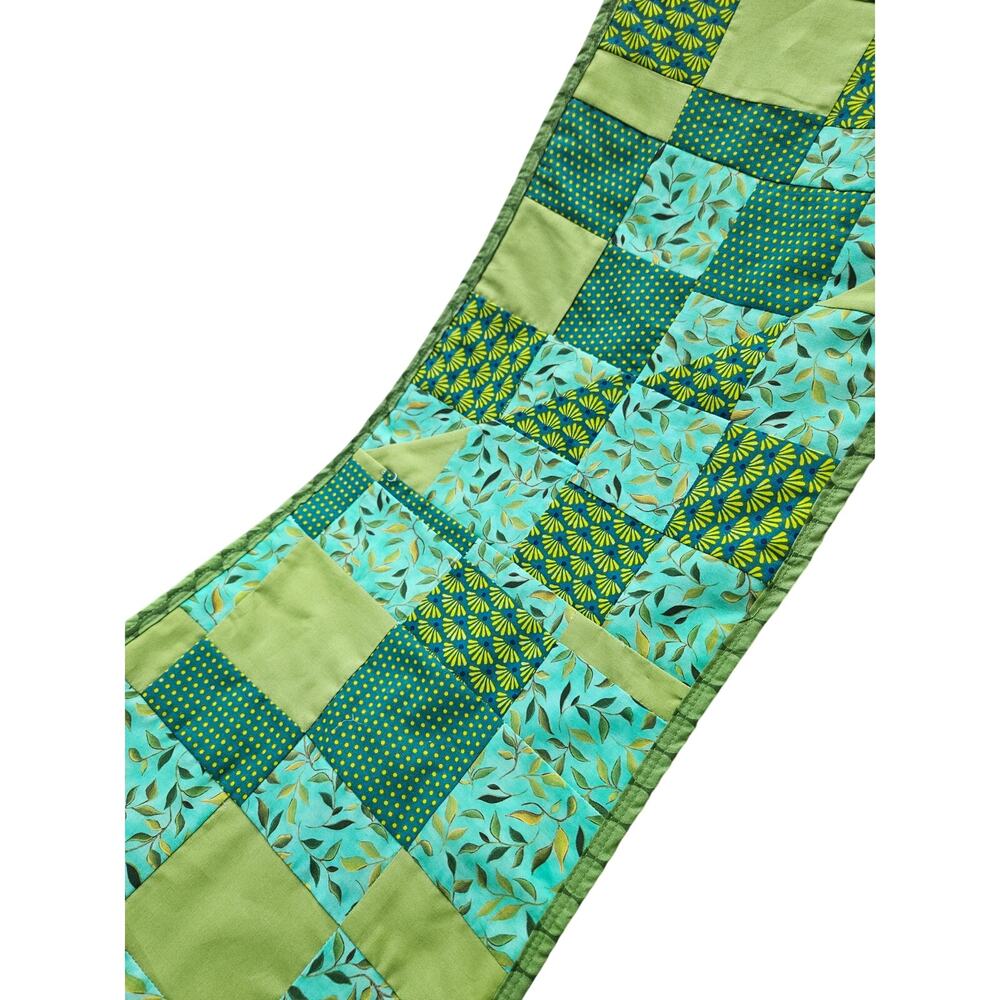 Just made Handmade Extra Long Green Table Runner 88"x11.5" Patchwork